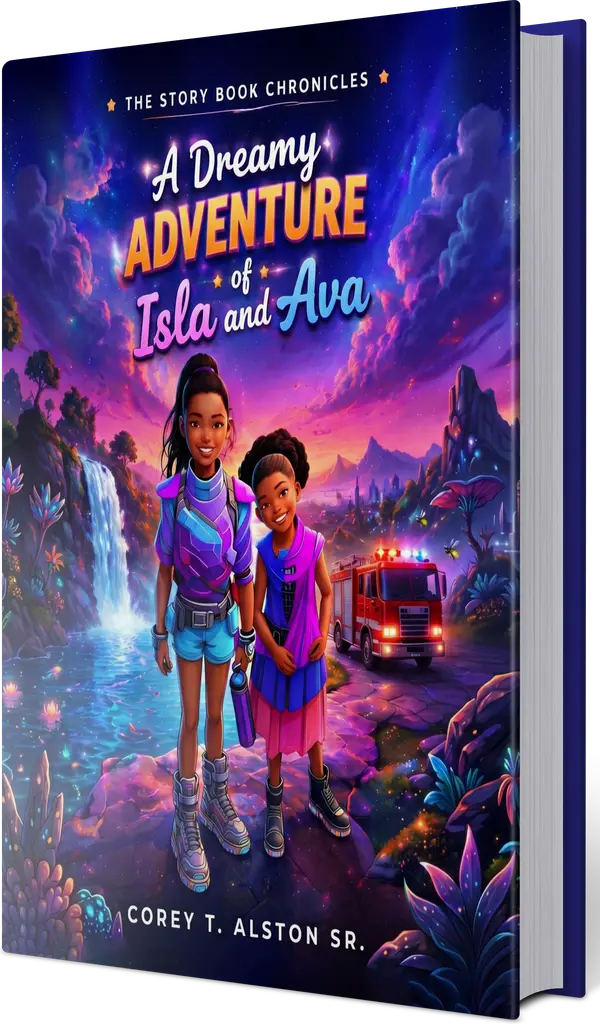 The Story Book Chronicles: A Dreamy Adventure of Isla and Ava by Corey T. Alston Sr., shown as a hardcover book