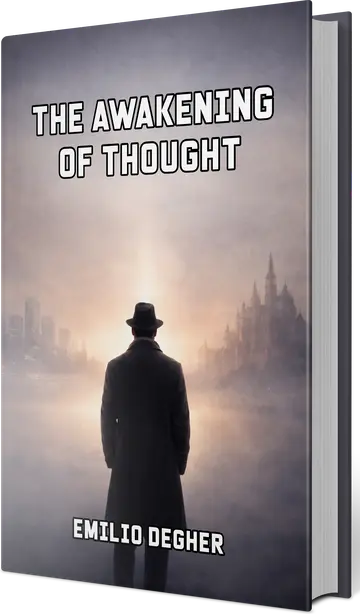 The Awakening of Thought by Emilio Degher, shown as a hardcover book