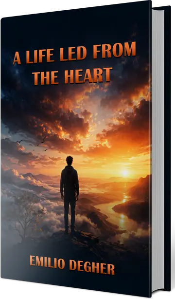 A Life Led from the Heart by Emilio Degher, shown as a hardcover book