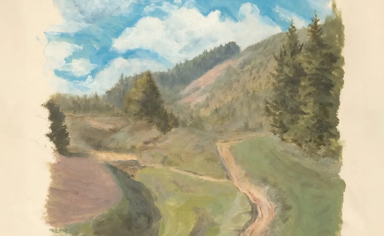 The road over the hill, gouache