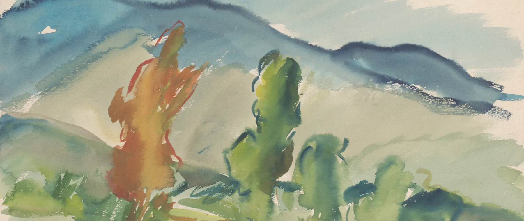 Hills after rain, watercolour